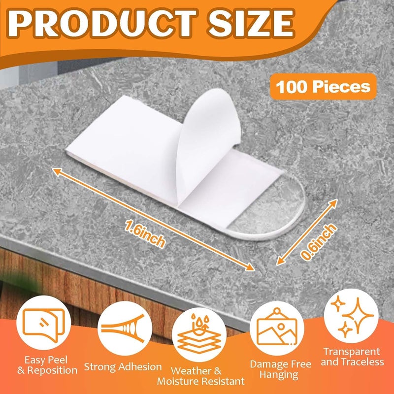 Waybas 100pcs Clear Picture Hanging Strips,3m Invisible Refill Poster Sticker Heavy Duty Wall Hangers No Damage Removable Double Side Small Adhesive Tape for Hooks Decor Home Classroom Office 0.6"×1.6" - Image 5